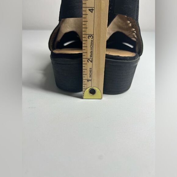 American Eagle Black Vista Hooded Block Heel Slingback Open Toe Shoes Size 8,5 - Picture 3 of 11